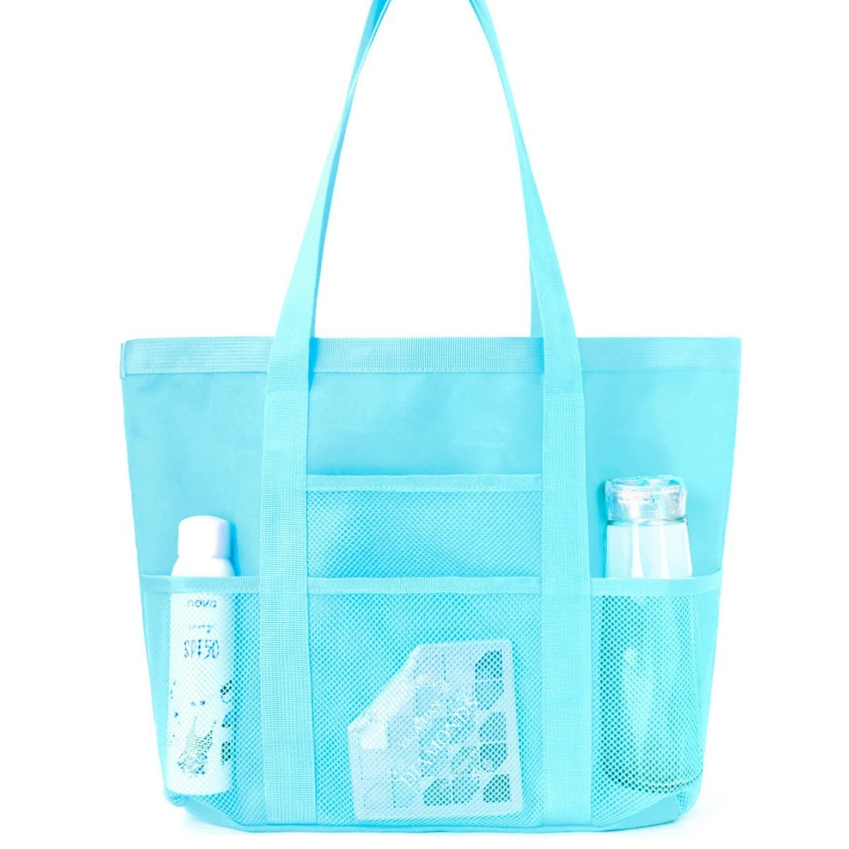 Beach tote bag blå unisex, rymlig för handdukar och strandtillbehör.